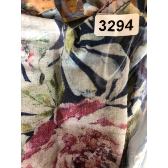 Petersyn Dallas Top Floral Long Puff Sleeve Peplum 100% Cotton Multicolor Size L - Picture 10 of 10